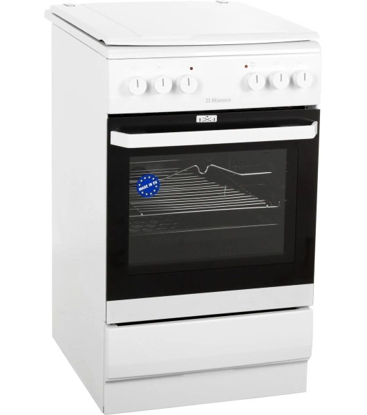 Плита электрическая Hansa FCEW54120 белый, конфорок 4 шт, духовка 62 л, 50 см x 85 см x 60 см