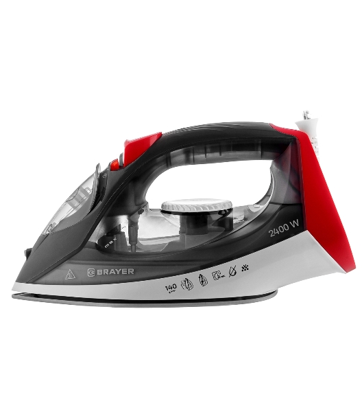Утюг BRAYER BR4011 черный/белый/красный, 2400 Вт, 20 г /мин, 140 г/мин, 330 мл