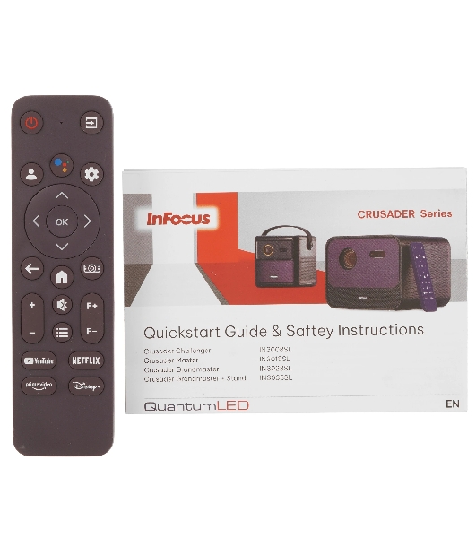 LED проектор InFocus IN3018SL Crusader Master DLP, 450 lm, FullHD, (1.2:1), HDMI 2.0 (eARC) USB-A 2.0, AUX, Bluetooth 5.1/BLE, wi-fi 2.4/5GHz, 2х10W Dolby Audio, до 25000ч., 1.57 кг батарейка