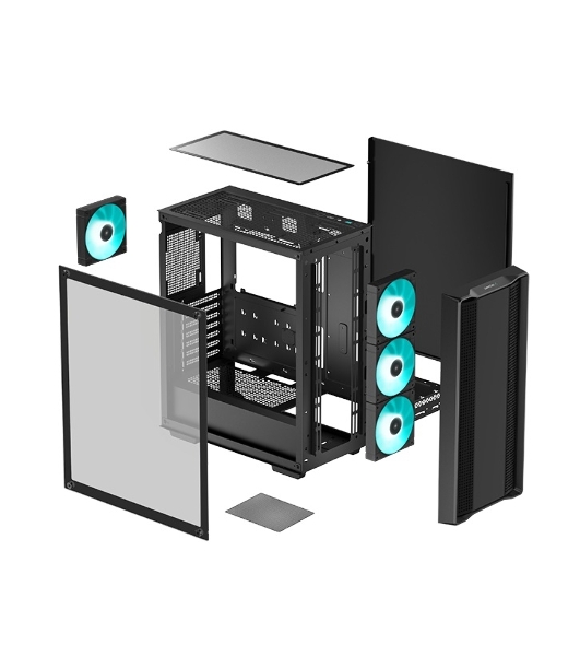Компьютерный корпус Deepcool CC560 V2 черный без БП ATX 4x120мм 1xUSB 2.0 1xUSB 3.0 audio bott PSU