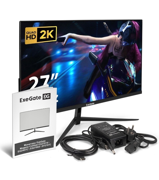 Монитор 31.5' ExeGate Combat EG3207A IPS 2560x1440, 165 Гц, 1 мс, 16:9, 300 кд/м², 2xHDMI, 1xDP, 1xUSB, 1x3.5 мм, черный