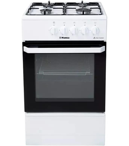 Плита газовая Hansa FCGW510029A белый, конфорок 4 газовых, духовка 53 л, 50 см x 85 см x 57 см