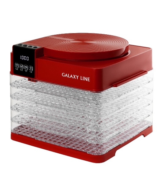 Сушилка для овощей и фруктов Galaxy Line GL 2630, красный, с электронным управлением, 450 Вт