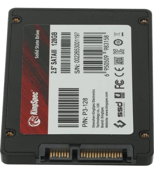 Накопитель SSD KingSpec P3-128, 128Gb, SATA, 2.5', R/W 570/500