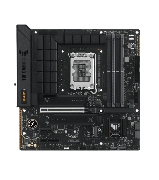 Материнская плата ASUS TUF GAMING B760M-PLUS WIFI II, LGA 1700, Intel B760, 4xDDR5, 4xSATA, 3xM.2, 1xPCIe 5.0 x16, 1xPCIe x4, 1xUSB-A 3.2 Gen 2, 2xUSB-A 3.2 Gen 1, 4xUSB 2.0, 1xUSB-C 3.2 Gen 2x2, 1x2.5Gb LAN, 5x3.5 мм, 7.1, Wi-Fi 6E, Bluetooth 5.3, mATX