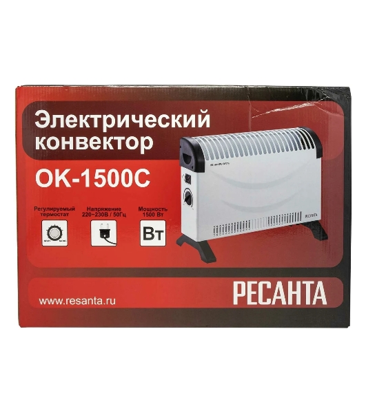 Конвектор электрический Ресанта ОК-1500С белый, 1500 Вт, 20 м2, термостат