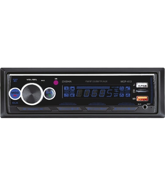 Автомагнитола Digma MCP-413, 1 DIN, Bluetooth, USB Type-A, AUX, пульт ДУ