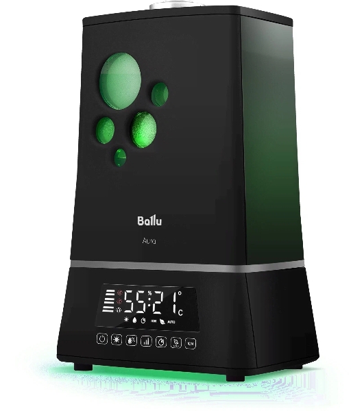 Увлажнитель воздуха Ballu UHB-1500 черный, 40 м², 7.5 л, ионизация, гигростат