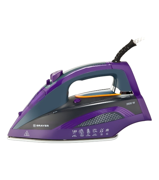 Утюг BRAYER BR4001 фиолетовый/серый, 2600 Вт, 25 г/мин, 140 г/мин, 360 мл
