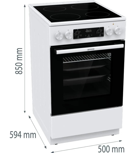 Плита электрическая Gorenje GEC5C42WG белый, конфорок 4 электрических, духовка 70 л, 50 см x 85 см x 59.4 см (без крышки)