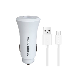 Автомобильная зарядка (от прикуривателя) MORE CHOICE (4627151192123) AC23m 2USB 2.4A для micro USB белый