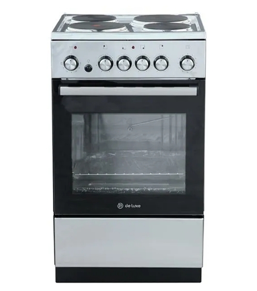 Плита электрическая De Luxe 5004.16э 010 серебристый, конфорок 4 шт, духовка 46 л, гриль, 50 см x 85 см x 50 см