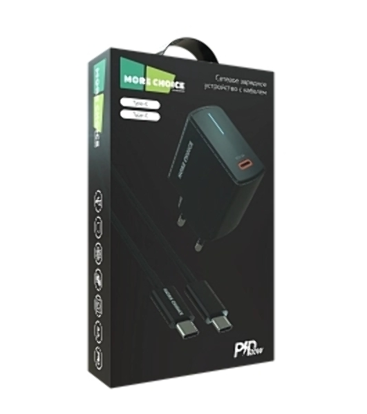 Сетевое зарядное устройство MORE CHOICE (4610196409912) NC60a черный - СЗУ 1USB-C 3.0A PD 20W быстрая зарядка для Type-C