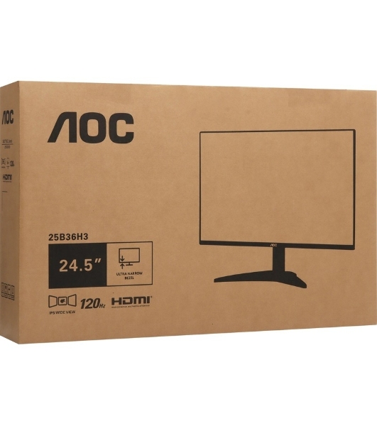 Монитор 25' AOC 25B36H3 IPS 1920x1080, 120 Гц, 1 мс (MPRT), 16:9, 300 кд/м², HDMI 1.4, VGA, Adaptive-Sync, Flicker Free, Low Blue Light, черный