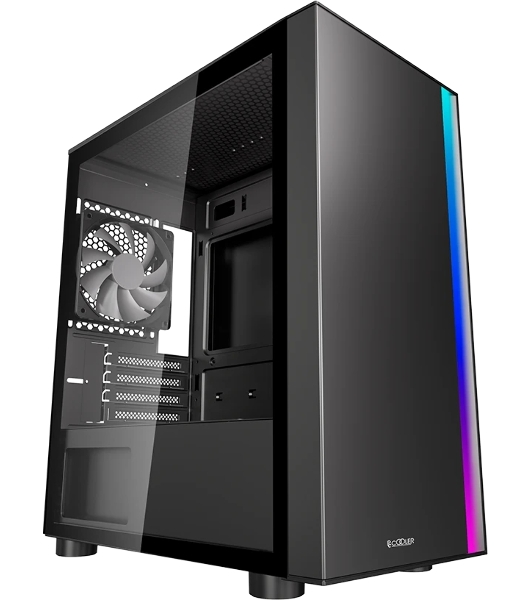 Компьютерный корпус без блока питания PCCOOLER LM300 ARGb BK, Flat Mid Tower, черный, TG, 0.45 SPCC, 1x120мм mATX, mITX 170/330/150мм 2x2.5', 2x3.5', 5xPCI 1xUSB-A 3.0, 2xUSB-A 2.0 375x205x427мм