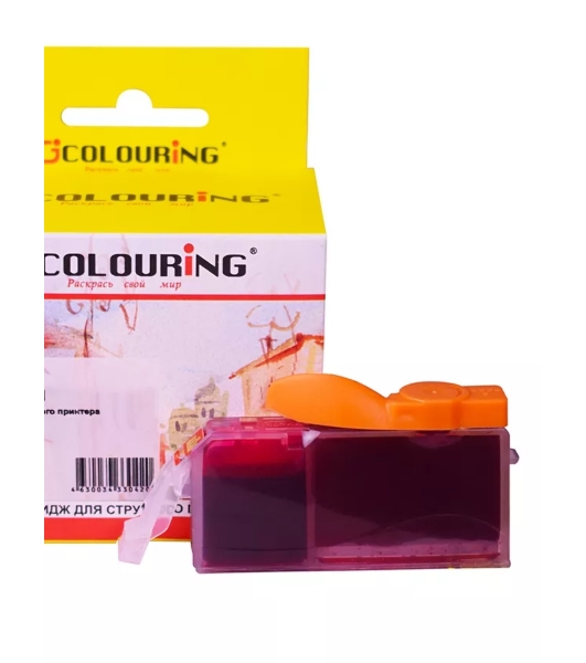 Картридж струйный Colouring CG-CLI-521M пурпурный с чипом водный (9 мл) для Canon IP3600/IP4600/MP540/MP550/MP620/MP630/MP980