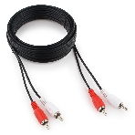 Кабель аудио Cablexpert CCA-2R2R-5M-N, 2xRCA/2xRCA, 5м, черный, пакет, фото 1