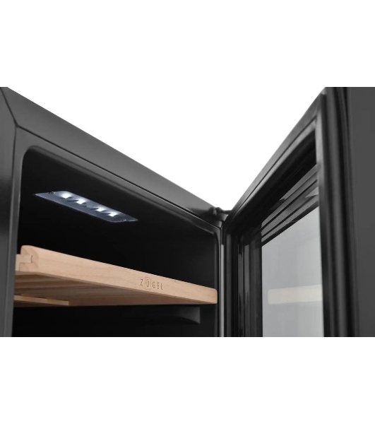 Винный шкаф ZÜGEL ZCWF521DB черный, 127 л, 2 отсека, 52 бут., класс A+