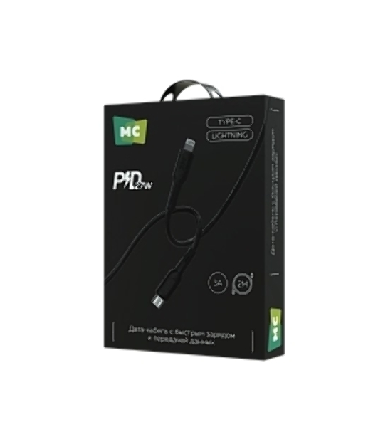 Кабель MORE CHOICE (4620202553249) K63ia 2м USB 3.0A PD 27W для Lightning ng 8-pin Type-C - 2м, черный