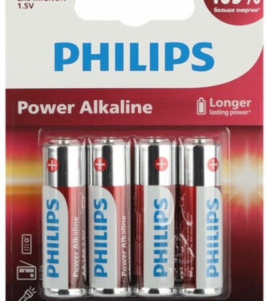 Элемент питания алкалиновый AA/LR6 1.5В Power (блист. 4шт) Philips Б0062746