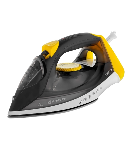 Утюг BRAYER BR4003GY серый/желтый/черный, 2400 Вт, 25 г/мин, 140 г/мин, 330 мл