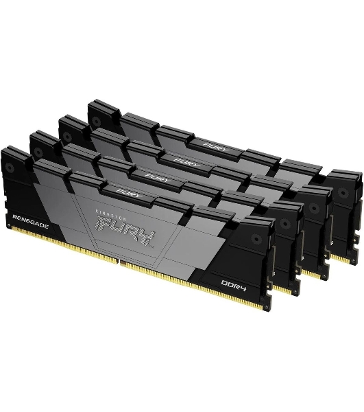 Оперативная память Kingston Fury Renegade, 64Gb (4x16GB), DDR4, 3600MHz, CL16, DIMM, с радиаторами, серый/черный