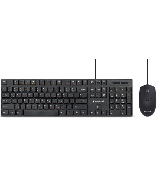Комплект клавиатура+мышь Gembird KBS-9050L проводной, USB, 1000 DPI, чёрный