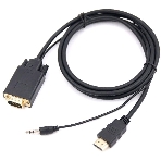 Кабель-переходник аудио-видео Premier 5-983AU HDMI (m)/VGA (m) 1.8м. черный (5-983AU 1.8), фото 1