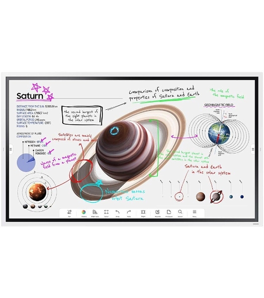 Панель Samsung WM65B Flip Chart Pro белый, 65 ', 3840x2160, 16:9, E-LED BLU, 350 кд/м2, 8 мс, cенсорный, 4000:1, 178°/178° (RUS)