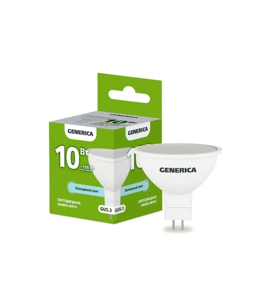 Лампа светодиодная GENERICA LL-MR16-10-230-65-GU5-G MR16 10 Вт софит 6500К GU5.3 230В