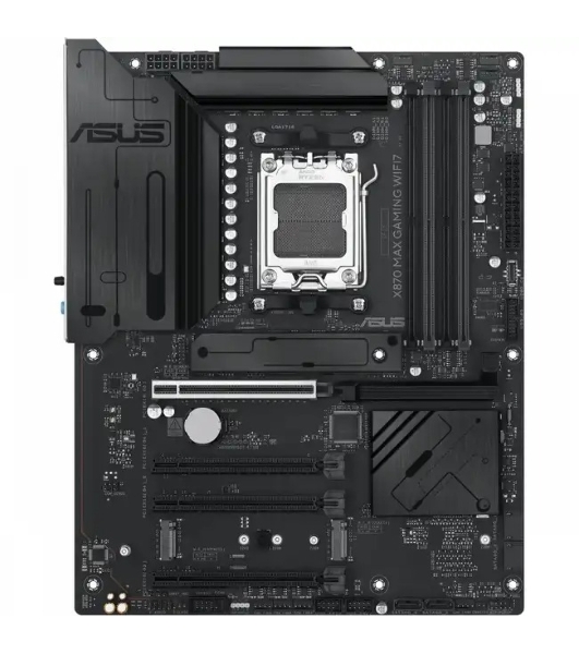 Материнская плата ASUS X870 MAX GAMING WIFI7, AM5, AMD X870, 4xDDR5, 4xSATA, 3xM.2, 1xPCIe 5.0 x16, 2xPCIe 4.0 x16, 1xPCIe x1, 1xHDMI, 2xUSB-C 40Gbps (USB4), 1xUSB-A 10Gbps, 3xUSB-A 5Gbps, 4xUSB-A 2.0, 1x2.5Gb LAN, Wi-Fi 7, Bluetooth 5.4, 3x3.5 мм, 7.1, ATX