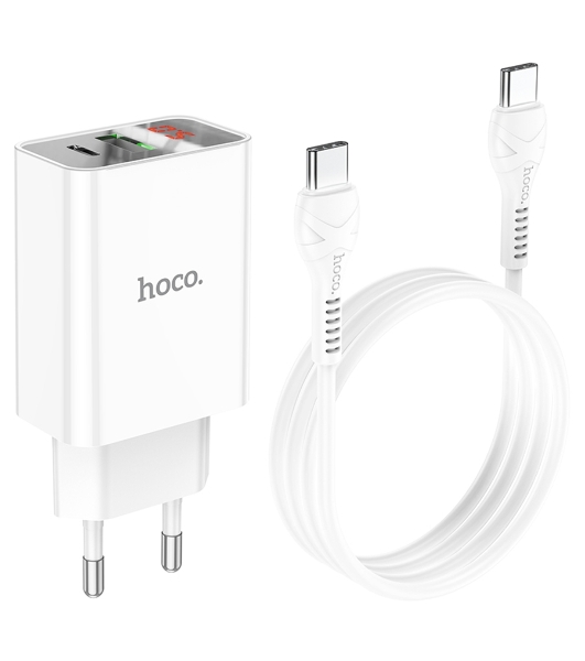 Сетевое зарядное устройство HOCO (6931474769824) C100Aaa 1USB+1Type-C 3.0A QC3.0 PD 20W, белый