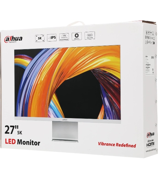 Монитор 27' Dahua LM27-P501 IPS 5120x2880, 60 Гц, 5 мс, 16:9, 400 кд/м², 2xHDMI 2.1, 1xDP, 1xUSB-C, серебристый