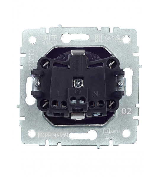 Розетка 1-местная IEK BRITE РС14-1-0-БрЧ (BR-R14-16-K02) с заземлением, с защитными шторками, 16А, черный