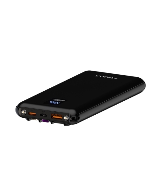 Внешний аккумулятор Maxvi PB10-11 10000 мАч черный 3A, встроенные кабели USB A/Type-C/Lightning