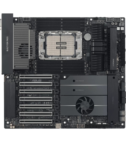 Серверная материнская плата ASUS PRO WS W890E-SAGE SE, LGA 4710-2, Intel W890, 8xDDR5, 4xSATA, 4xM.2, 7xPCIe 5.0 x16, 1xVGA, 2x10Gb LAN, IPMI, 2xUSB-C 40Gbps (USB4 / Gen3x2), 6xUSB-A 10Gbps, 2x3.5 мм, 7.1, EEB