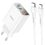 Сетевое зарядное устройство HOCO (6931474769824) C100Aaa 1USB+1Type-C 3.0A QC3.0 PD 20W, белый, фото 1