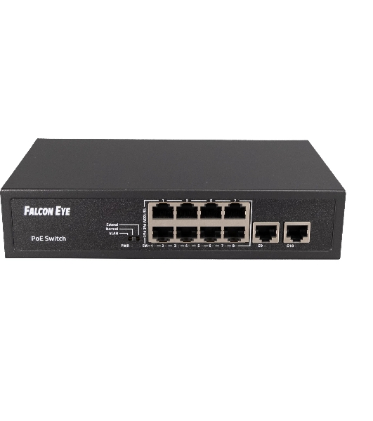 Коммутатор Falcon Eye FE-8FPG2, 8×100 Мбит/с PoE + 2×1 Гбит/с, неуправляемый