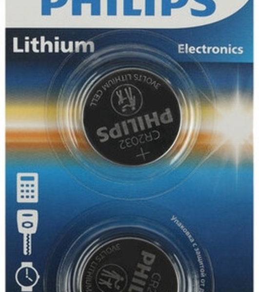 Элемент питания литиевый CR2032 (блист. 2шт) Philips Б0062716