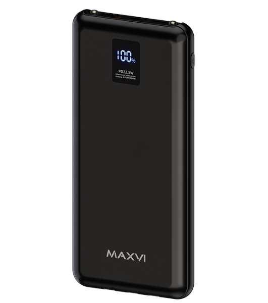 Внешний аккумулятор Maxvi PB10-11 10000 мАч черный 3A, встроенные кабели USB A/Type-C/Lightning