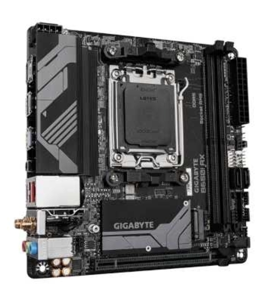 Материнская плата GIGABYTE B650I AX, AM5, AMD B650, 2xDDR5, 2xSATA, 1xM.2, 1xPCIe 4.0 x16, 1xHDMI, 1xDP, 1x2.5Gb LAN, Wi-Fi 6E, Bluetooth 5.3, 1xUSB-C 5Gbps, 1xUSB-A 5Gbps, 3xUSB-A 2.0, 3x3.5 мм, 7.1, ITX