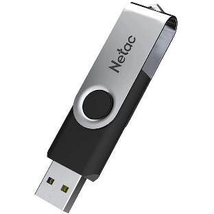 Флешка USB Netac U505 (NT03U505N-032G-20BK), 32Gb, USB 2.0, R/W 70/30, черный/серебристый