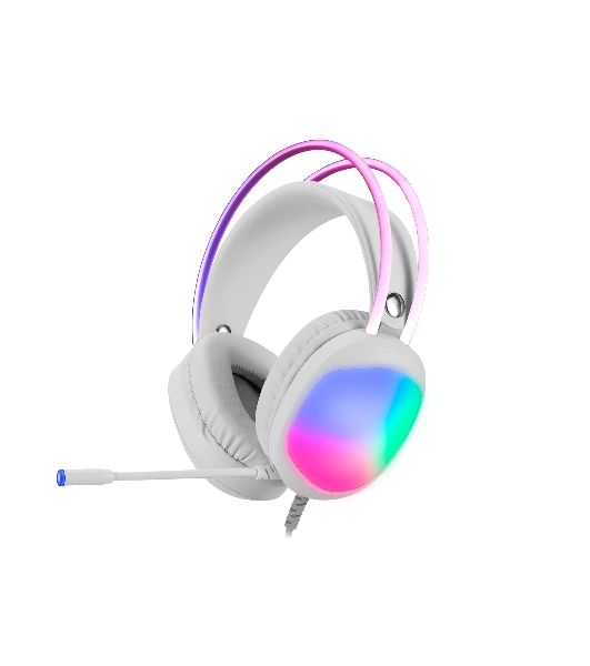 Гарнитура Marvo HG8959 Lumi 40 белый, проводная, 2×3.5 мм, микрофон с отключением, RGB-подсветка