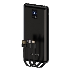 Внешний аккумулятор Maxvi PB10-11 10000 мАч черный 3A, встроенные кабели USB A/Type-C/Lightning, фото13