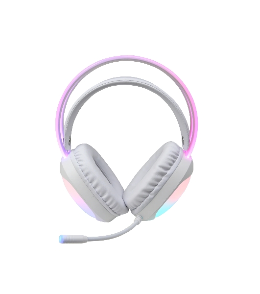 Гарнитура Marvo HG8959 Lumi 40 белый, проводная, 2×3.5 мм, микрофон с отключением, RGB-подсветка