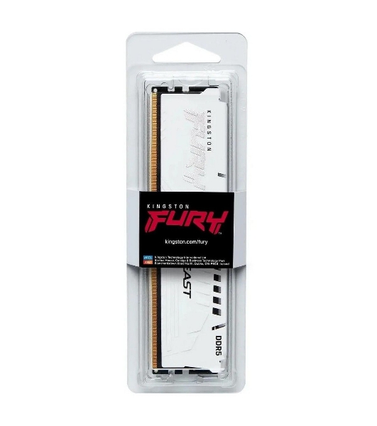 Оперативная память Kingston Fury Beast, DDR5, 16Gb (1x16Gb), 6000MHz, CL36, DIMM, с радиатором, белый