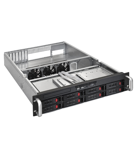 Серверный корпус ExeGate Pro EX293177RUS 2U550-HS08 RM 19', высота 2U, глубина 550, БП 1U-1000ADS, 8xHotSwap, USB