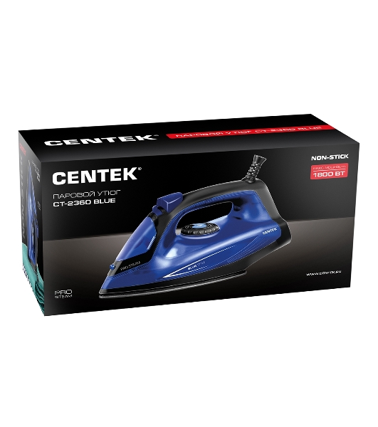 Утюг Centek CT-2360 синий/черный, 1600 Вт, 20 г/мин, 80 г/мин, 200 мл