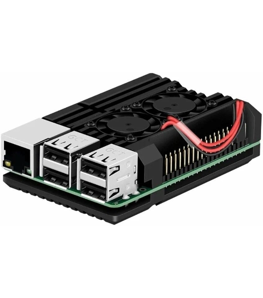 Корпус ACD RA503 Aluminum Case with Double Fans for Raspberry Pi 4B, черный