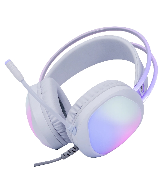 Гарнитура Marvo HG8959 Lumi 40 белый, проводная, 2×3.5 мм, микрофон с отключением, RGB-подсветка